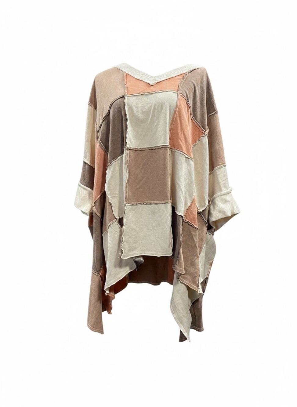 Oli & Hali Oversized Boho Blouse Top Size S/M Frayed Distressed Raw Hem